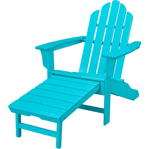 Cape Soleil, Verde Adirondack Chair with Attached Ottoman in Aruba Blue